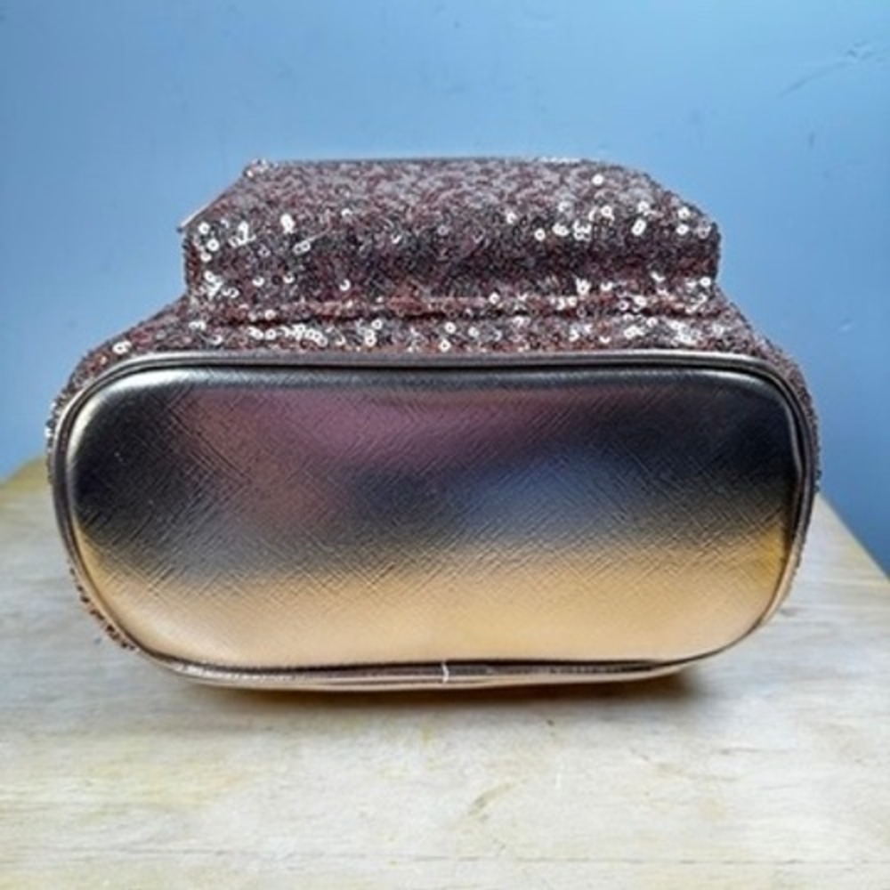 Loungefly Disney Parks Minnie Mouse Rose Gold Sequin Mini Backpack Bow NWT - Picture 5 of 14